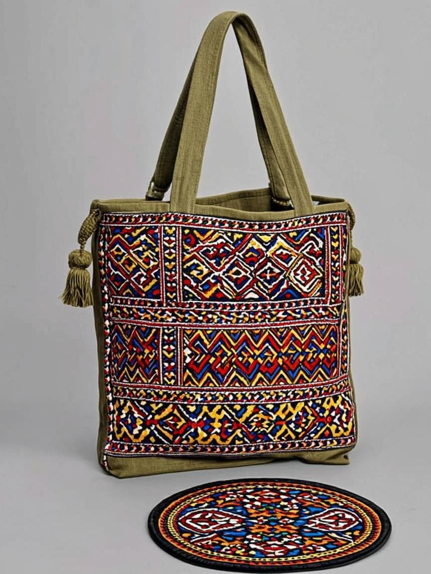 Embroidered Ethnic Tote - Handbag at House of Radhya Kharar